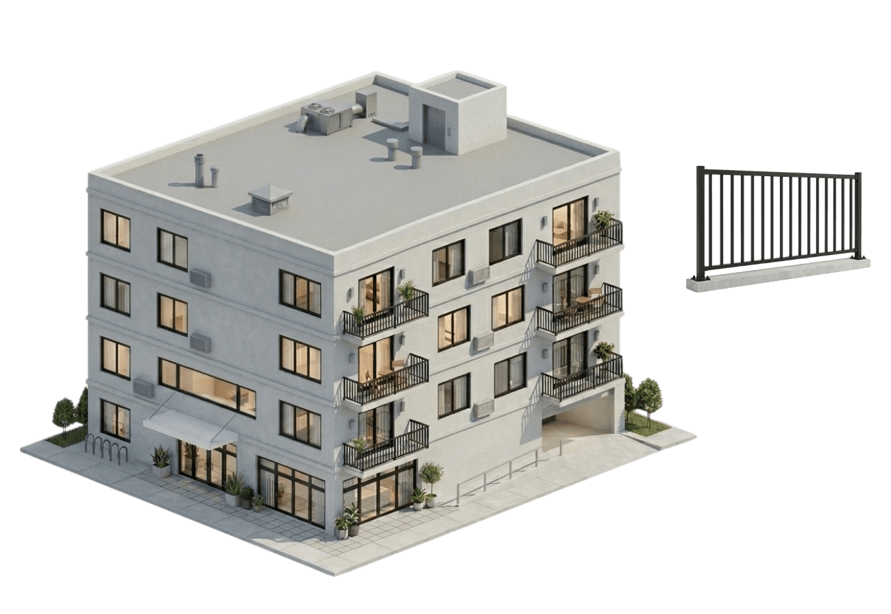 Picket railing system illustration