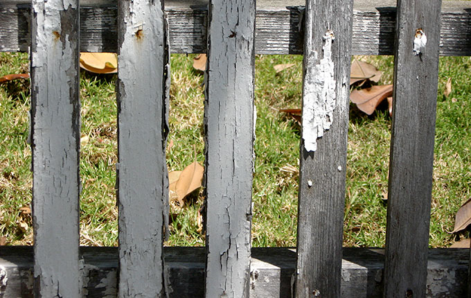 worn down wooden fence