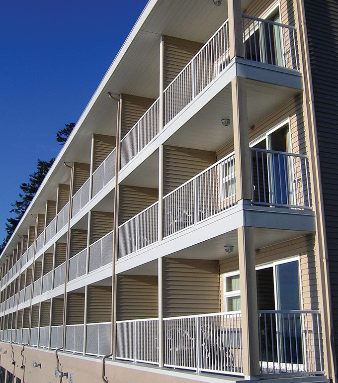 Aluminium Picket Railings on an apartment building, Innovative Aluminum Systems