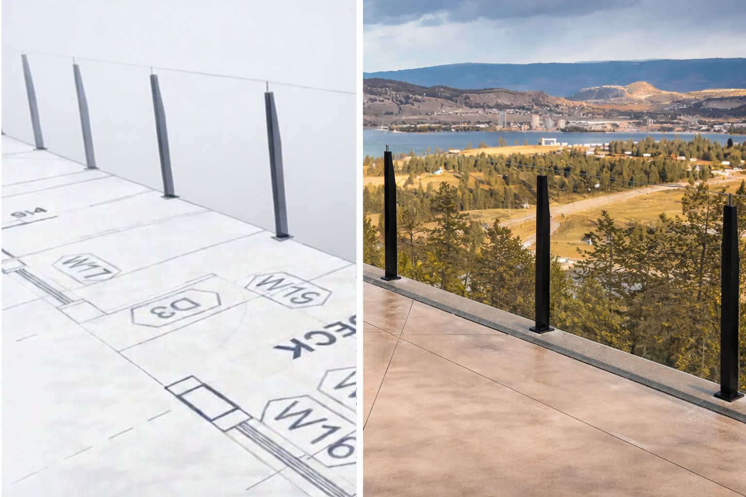 Completed aluminum deck railing installation matching the Online Railing Designer 3D preview — design to reality